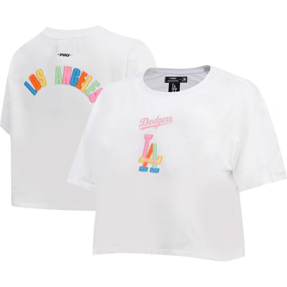 LA Dodgers White Crop Top - Size Medium - Embroidered - Picture 1 of 5